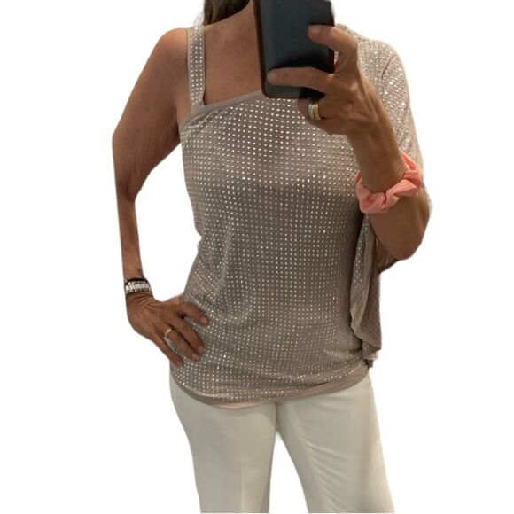 INC INTERNATIONAL CONCEPTS One Shoulder Strap Rhinestone Embellished Top.Size M - Picture 4 of 13